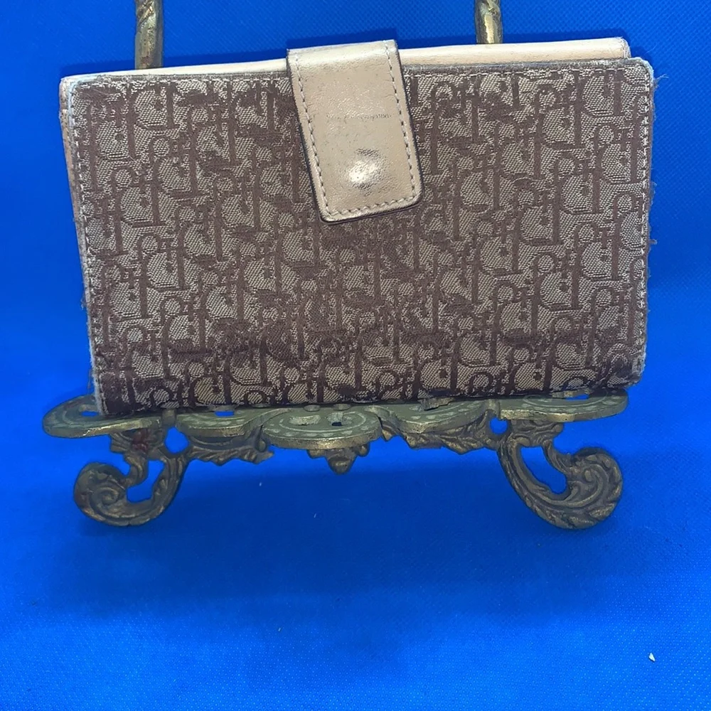 DIOR Trotter Logo Print Canvas‎ Brown w Gold Accent Dior vintage wallet serial #